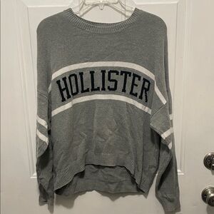 Hollister Gray Sweater with White and Black Accents